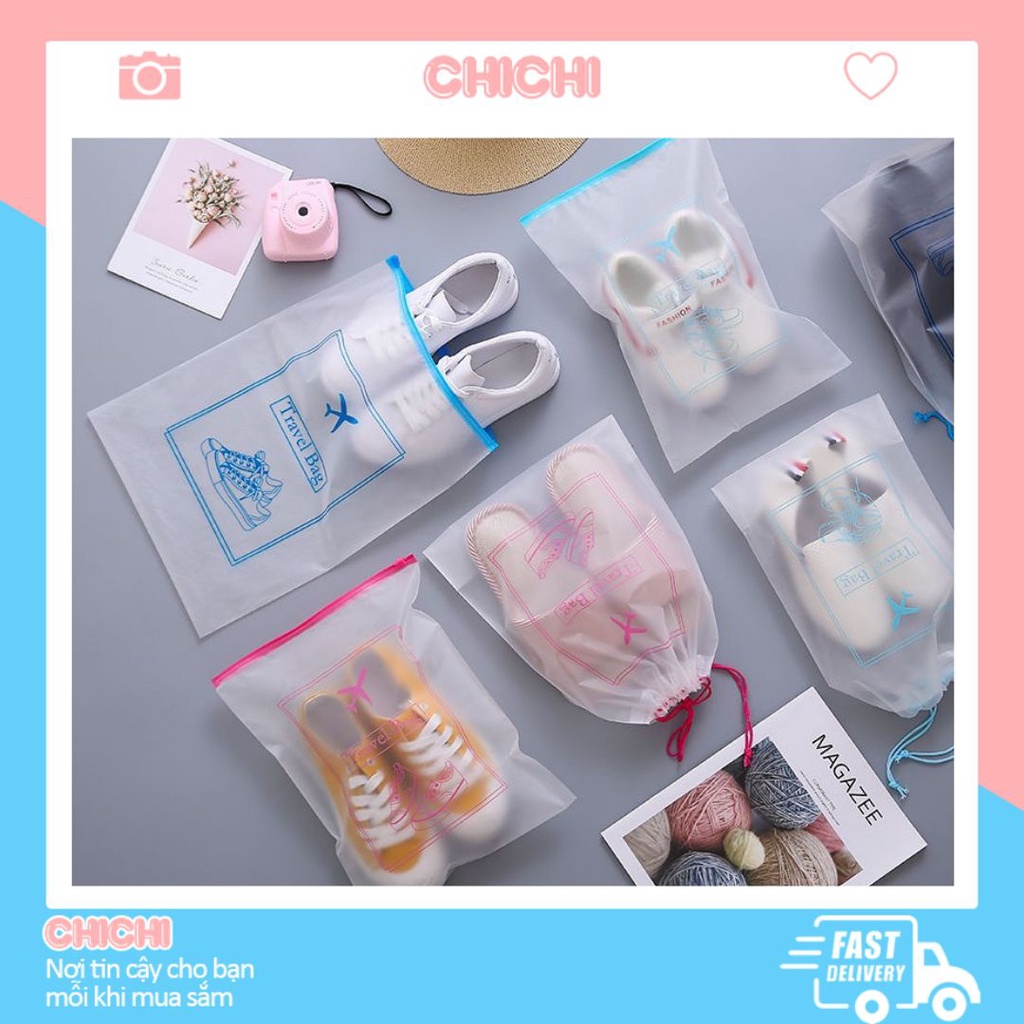 Túi zip khóa màu túi dây rút đựng giầy dép đồ cá nhân chống nước Chichi TCN05