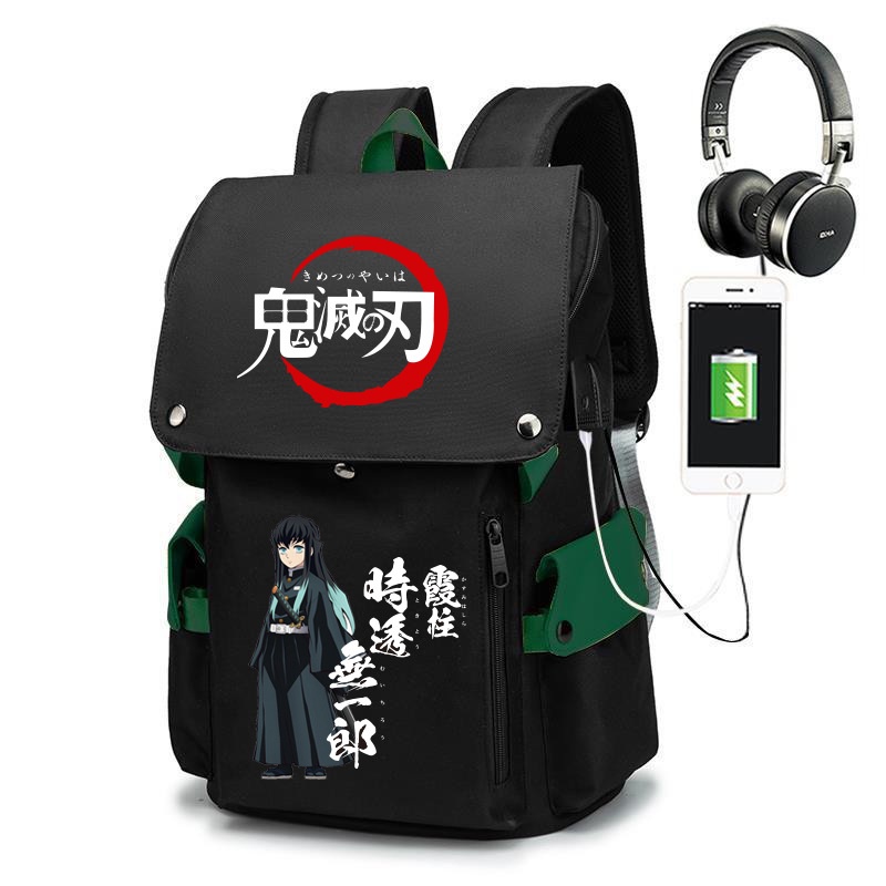 YT2 Demon Slayer Kamado Tanjirou Ba lô chống trộm Schoolbag Sinh viên Oxford vải chống mài mòn túi nam TY2