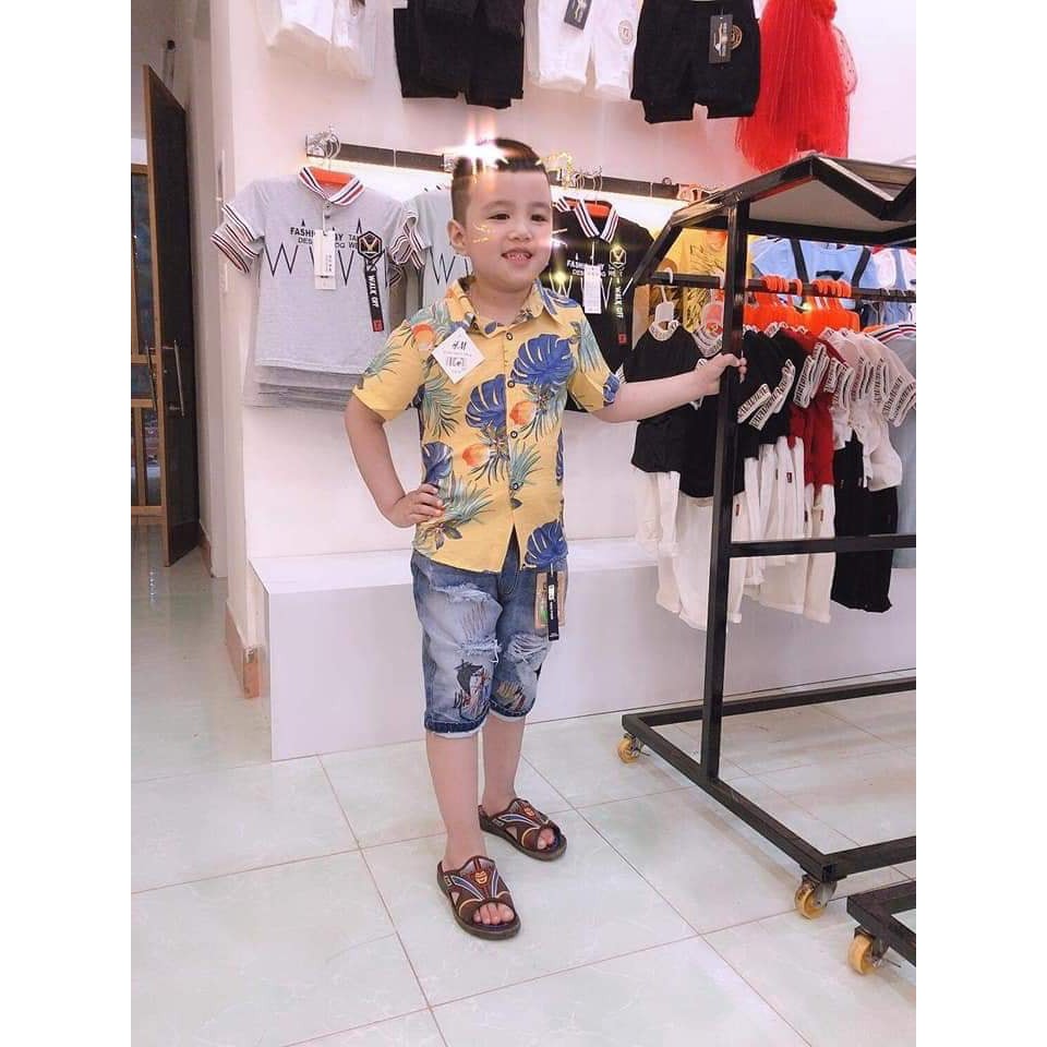 ( Xả kho )Áo sơ mi họa tiết hoa lá cho bé từ 1 đến 6 tuổi