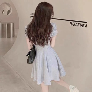 Váy xếp ly nữ mùa hè 100% Cotton kiểu Pháp Hepburn Váy dài vừa phải phong cách Preppy polo Cổ áo eo hẹp mỏng hơn Váy chữ A