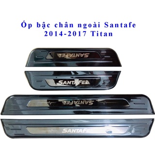 Ốp bậc cửa, nẹp bước chân trong, ngoài xe Hyundai Santafe 2014-2018 - Titan cao cấp