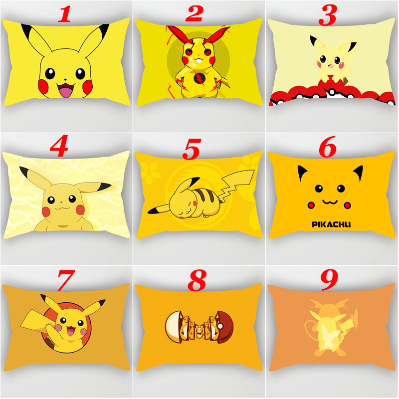 Vỏ Gối Chữ Nhật In Hình Pikachu Pokemon Trang Trí Nhà Cửa