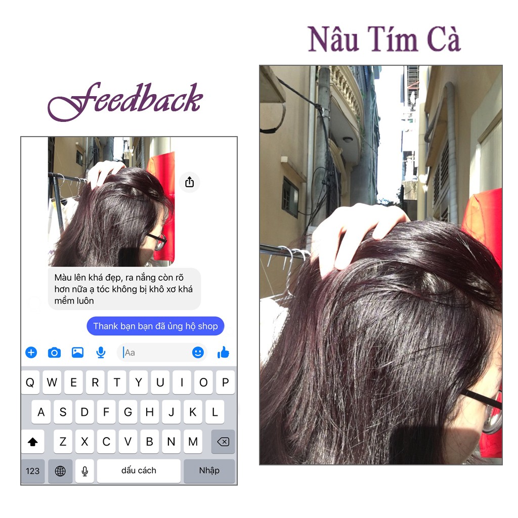 Thuốc nhuộm tóc màu Nâu Tím Cà 100ML màu nhuộm lên màu chuẩn tone