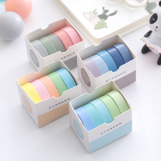 Bộ 5 Cuộn Băng Keo Washi Nhiều Màu Sắc Dùng Trang Trí Sổ Tay Đẹp Mắt