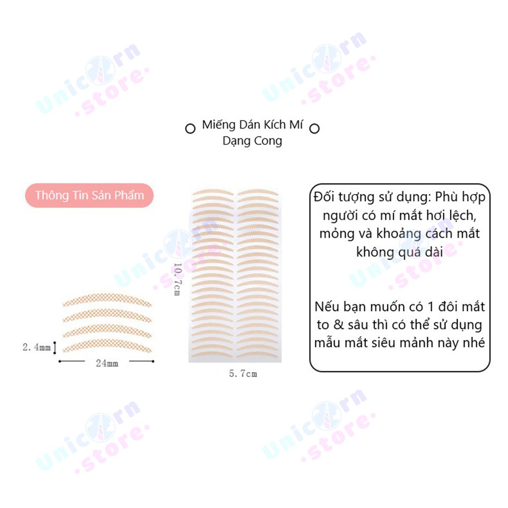 Combo 10 Miếng Dán Kích Mí Vô Hình Dạng Lưới Theo Tờ ( 48 miếng ) Tặng Kèm Cây Kích Mí