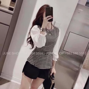 áo sơmi phối kẻ caro