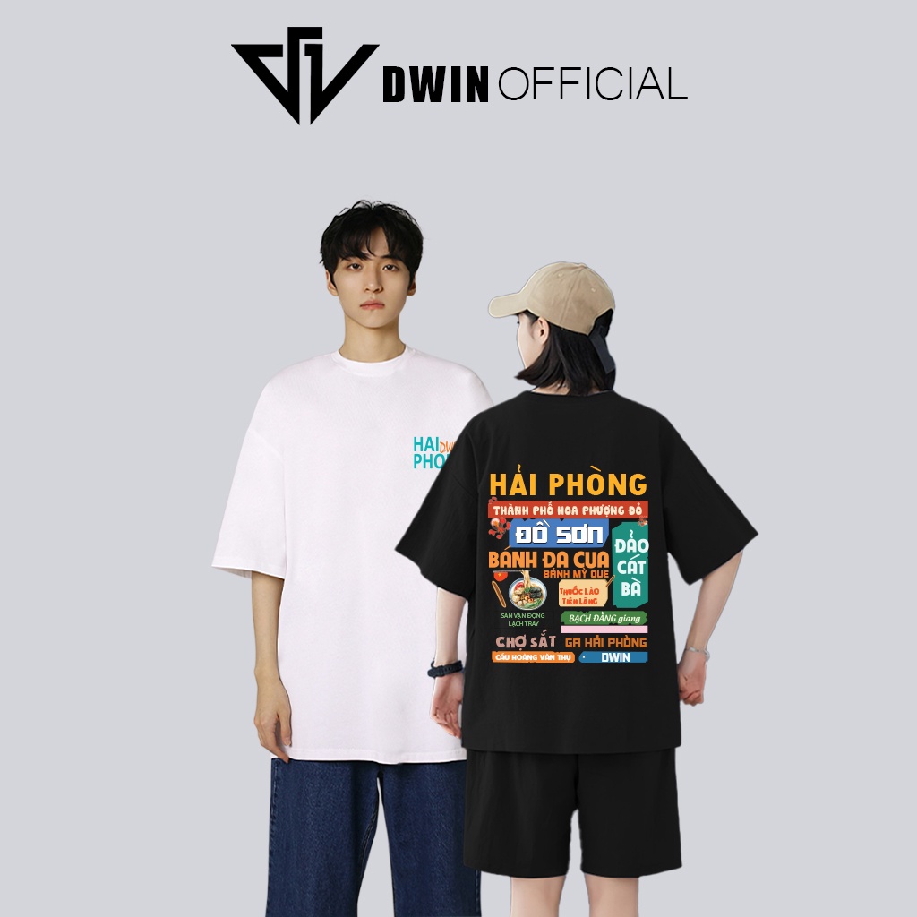 Ảnh Áo thun unisex Hải Phòng thời trang Dwin basic tee phông trơn nam nữ tay lỡ oversize form rộng 1