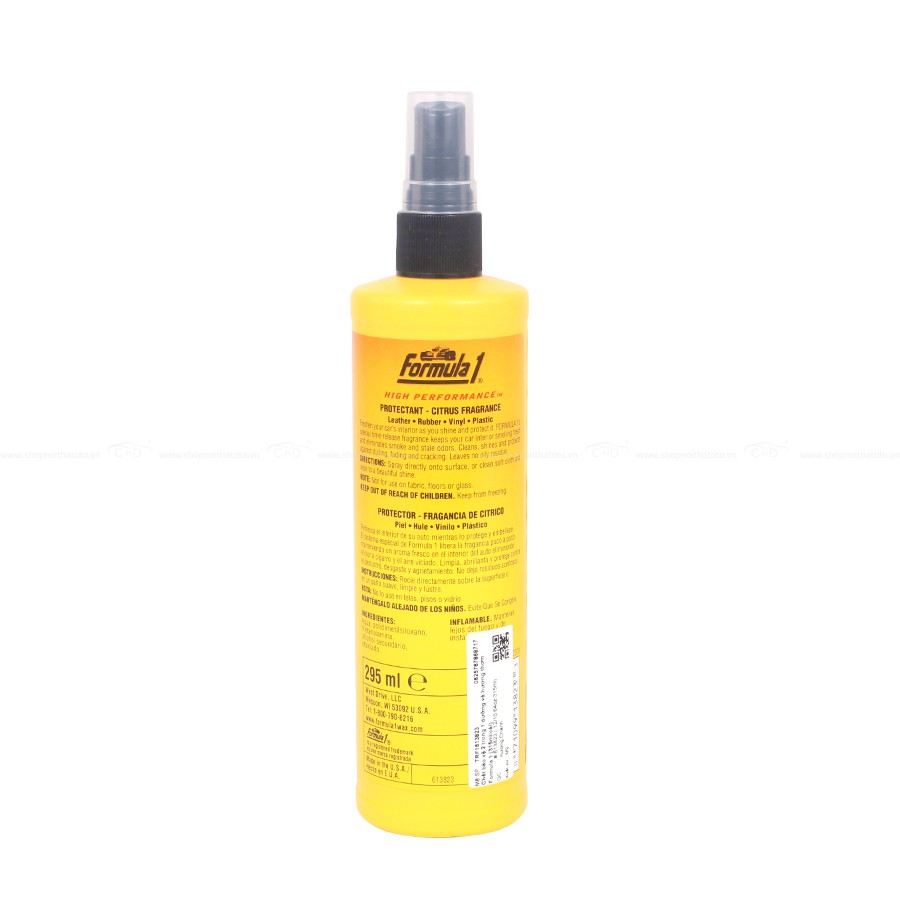Bảo Dưỡng Và Vệ Sinh Taplo 2 Trong 1 Hương Cam Dạng Xịt FORMULA 1 613823 295ml Phù Hợp Cho Nhiều Dòng Xe Ô Tô Xe Máy