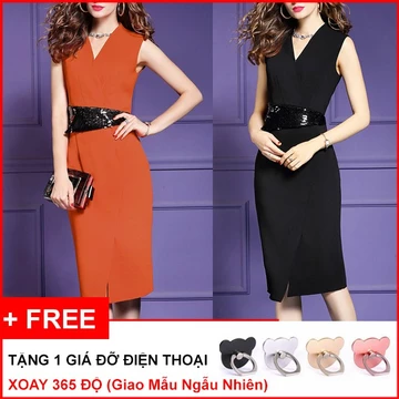 45-73 KG -THỜI TRANG TRUNG NIÊN - ĐẦM ÔM DỰ TIỆC TRUNG NIÊN KIỂU VÁY ĐẦM CHO MẸ TRUNG NIÊN PHỐI KIM SA EO XẺ TÀ D3043