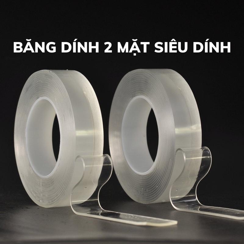 Băng Dính 2 Mặt Siêu Dính, Băng Keo Trong Suốt Nano 3m Dán Tường Đa Năng