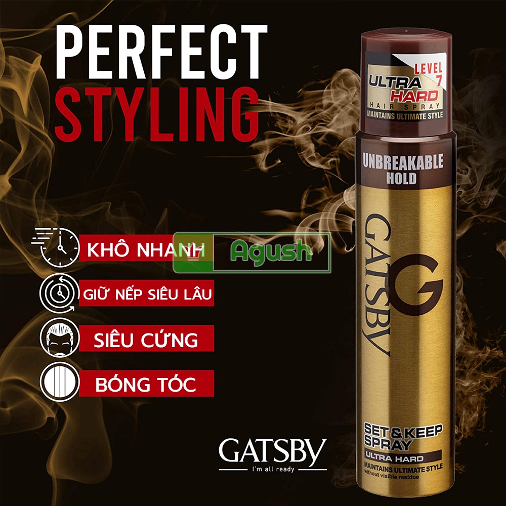 Keo xịt tóc nam nữ thơm giữ nếp lâu chính hãng nhật bản Gatsby Hair Spray chai 250ml lọ mini 66ml không bết dính giá rẻ