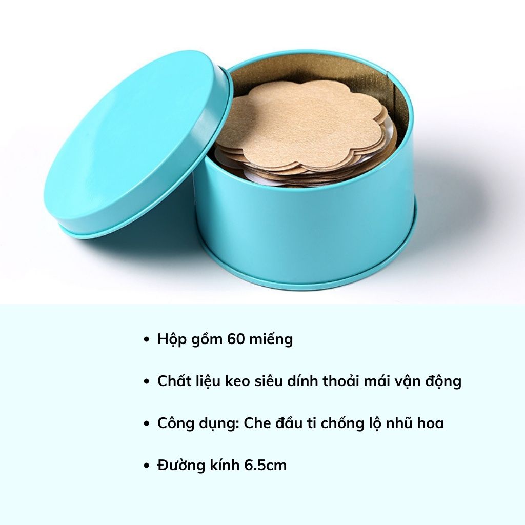 Miếng dán ngực giấy siêu dính bảo vệ nhũ hoa, Miếng dán ti chống lộ hộp 60 miếng LANIXA D307