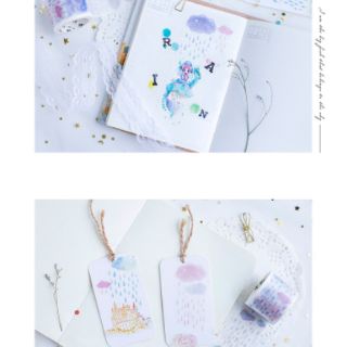 Băng dính trang trí washi tape Mẫu đám mây và Mẫu vòng xoáy nhiều màu bản to