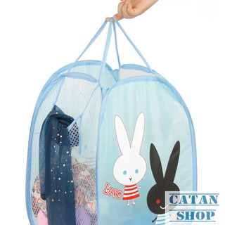 Giỏ Lưới Đựng Đồ, Sọt Vải Họa Tiết Đựng Quần Áo Gấp Gọn, Túi Đựng Đồ Đa Năng Xếp Gọn-GD18-RQA