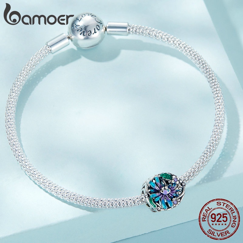 Hạt cườm BAMOER bạc 925 hình mắt quỷ xỏ làm trang sức DIY