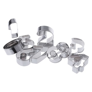 Set 9 Khuôn Nhấn Hình Chữ Số Bằng Thép Không Gỉ Làm Bánh Quy