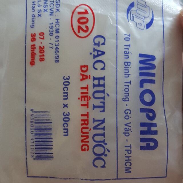 Gạc đắp mặt y tế tiệt trùng 1 gói 10 miếng cắt sẵn
