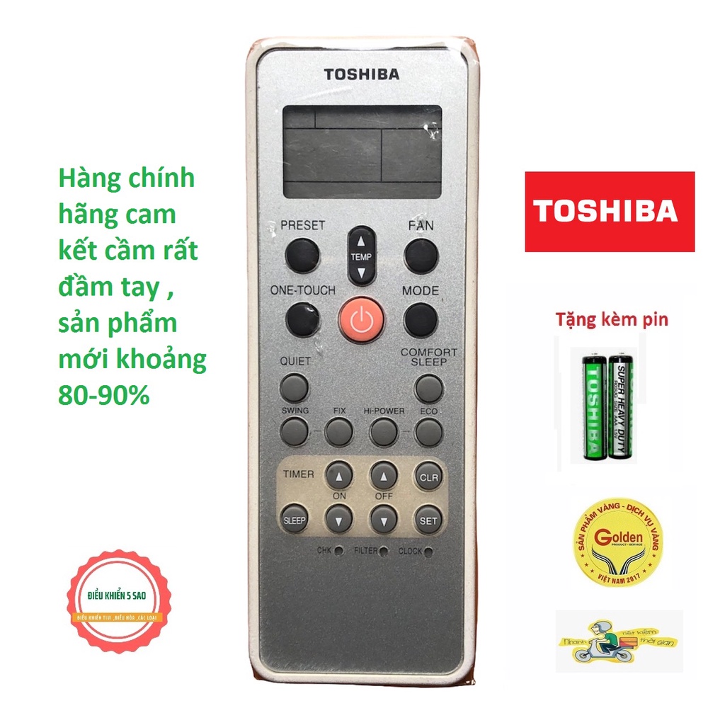 Điều khiển dùng cho điều hòa Toshiba WC-L03SE có 1 nút đỏ ở giữa hàng chính hãng zin theo máy