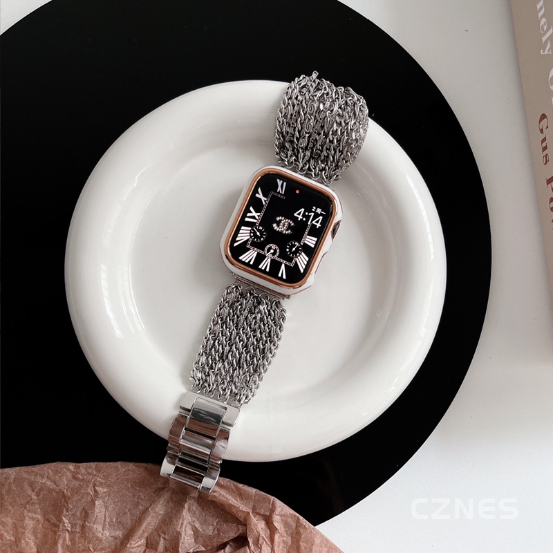 Ốp lưng chống va chạm hai màu khung vàng dành cho nữ dành cho Apple Watch SE3 S11 S10 S9 S8 SE S7 S6 S5 46mm 42mm 45mm 44mm 41mm 40mm Vỏ Iwatch