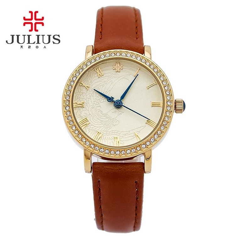 Đồng hồ nữ đính đá dây da Julius Hàn Quốc Ja-585
