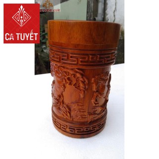 [TRẠM KHẮC TINH XẢO] Hộp đựng trà bát mã truy phong bằng gỗ hương