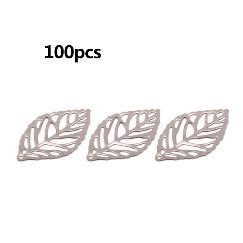 [SUIT] 100 Chiếc Mặt Dây Chuyền Khung Lá Rỗng Cài Đế Cabochon Cho Khung Chìa Khóa Mặt Dây Chuyền Viền Cài Đặt DIY Nhựa UV Quyến Rũ