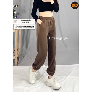 Quần Jogger Bo Gấu Trơn Len Tăm Nữ Unisex 2434/806