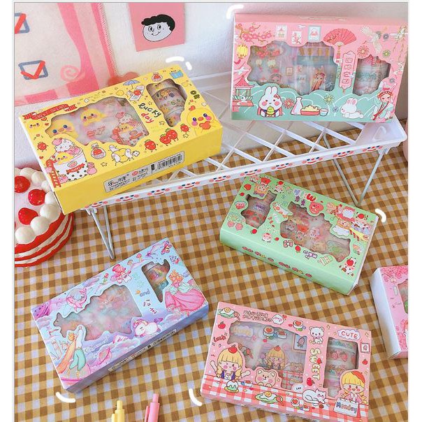 Hộp Sticker dán & Băng keo trang trí, quà tặng dễ thương nhiều mẫu