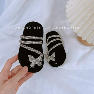Dép Lê Dép Quai Hậu Xỏ Ngón Đá Bướm Quai Đính Đá Lấp Lánh Hot Trend Cho Bé Gái 1-4 Tuổi K116