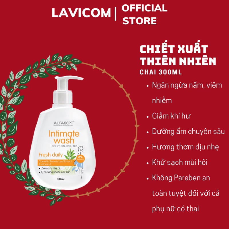 Mô tả Dung dịch vệ sinh nữ ALFASEPT Intimate wash 300ml - Fresh Daily Chiết xuất trà xanh, dịu nhẹ tươi mát - 2