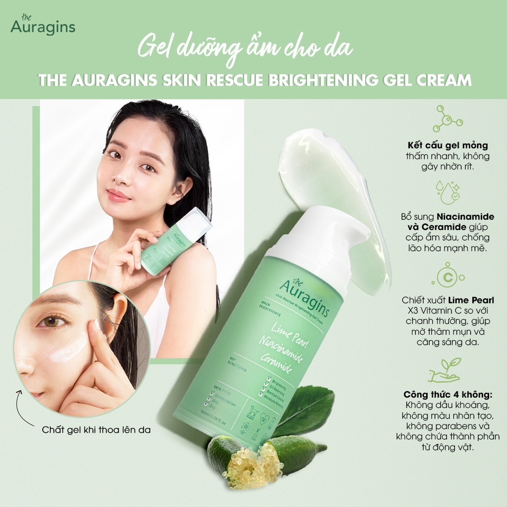 Mô tả Gel dưỡng ẩm ngừa mụn, giảm thâm The Auragins Skin Gel Cream 100ml - 2