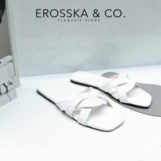 Dép nữ thời trang đế bằng Erosska đan chéo đế bệt màu bò - DE047