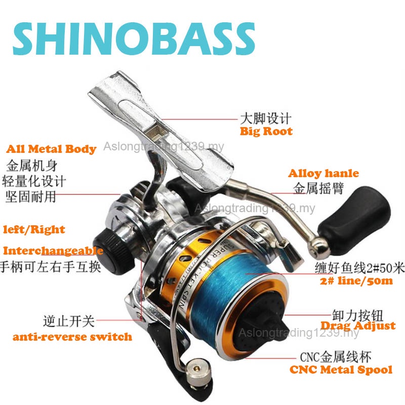 MINI Fishing Reel 500 Quay Bánh Xe Kim Loại Cá Cuộn Quay Máy Câu Cá mesin ubang mesen mancing Tôm