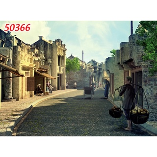 Tranh dán tường góc Phố phong cách Hà Nội cổ điển 3D nhiều mẫu