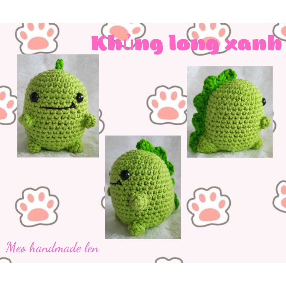 Khủng long xanh, ong vàng, ếch tròn, gấu - Handmade len - Amigurumi (có chuông)