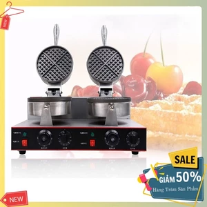 Máy nướng bánh tàn ong đôi công nghiệp 2400W điều chỉnh 50 - 250 độ, làm nóng nhanh