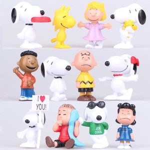 12 Bộ Phim PEANUTS Snoopy Hình Bánh Topper Chơi Charlie Lucy Franklin Đồ Chơi