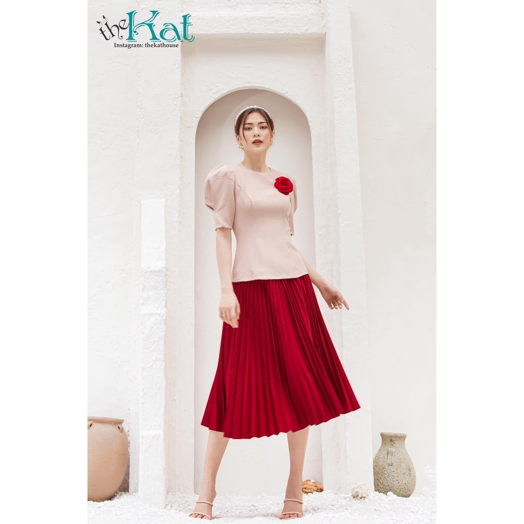 Váy Xếp Ly tròn The Kat House lưng dây kéo, dáng dài, đủ màu, đủ size, ít nhăn, vải Tuyết Hàn