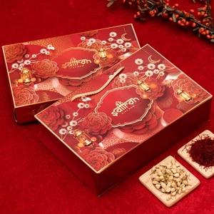 Vỏ hộp quà tết Saffron Việt Nam hình hoa mai kèm túi đựng