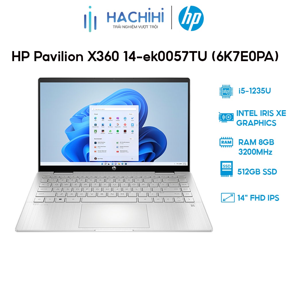 Laptop Hp Pavilion X360 14 Ek0057tu 6k7e0pa I5 1235u 8gb 512gb Intel Iris Xe Graphics W11 1275