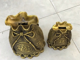 Túi Tài lộc tiền tiết kiệm  Túi lộc đựng gạo vàng tiền xu phong thủy trang trí trưng bày quà tặng