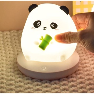 ( TẶNG ĐÈN NGỦ CẮM TƯỜNG) Đèn Ngủ Để Bàn Silicon Có Đế Gấu Trúc, Ánh Sáng Vàng Ấm, 3 Chế Độ Sáng MEILI STORE