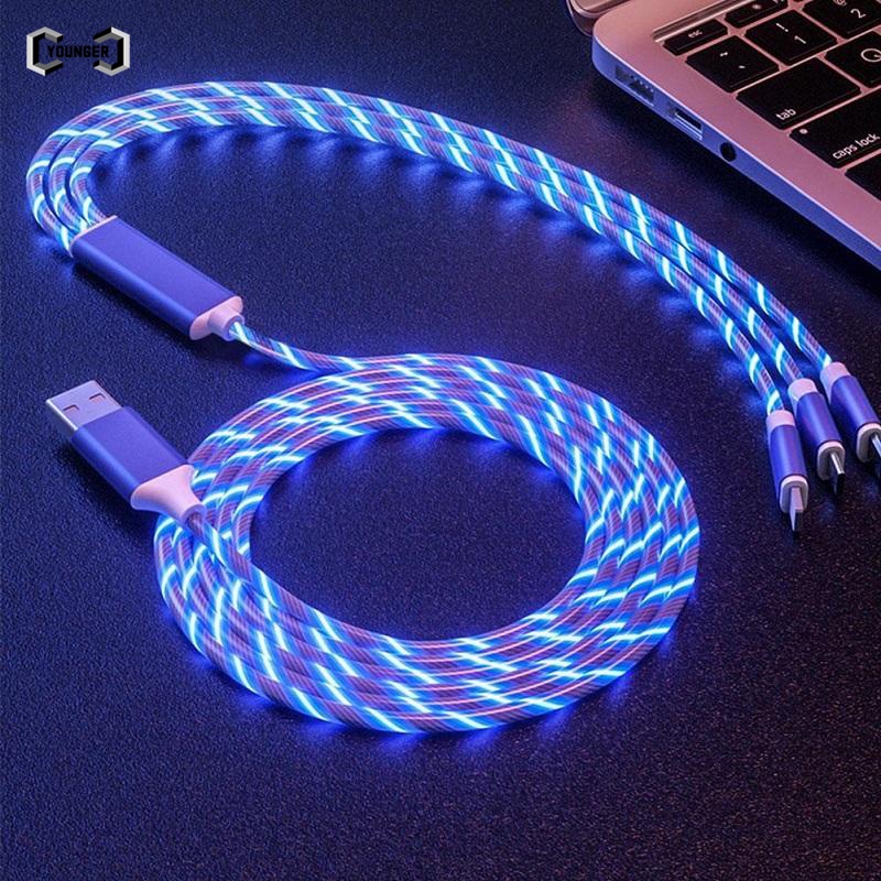 Cáp Sạc Nhanh Usb 5a 3 Trong 1 Có Đèn Led Cho Android