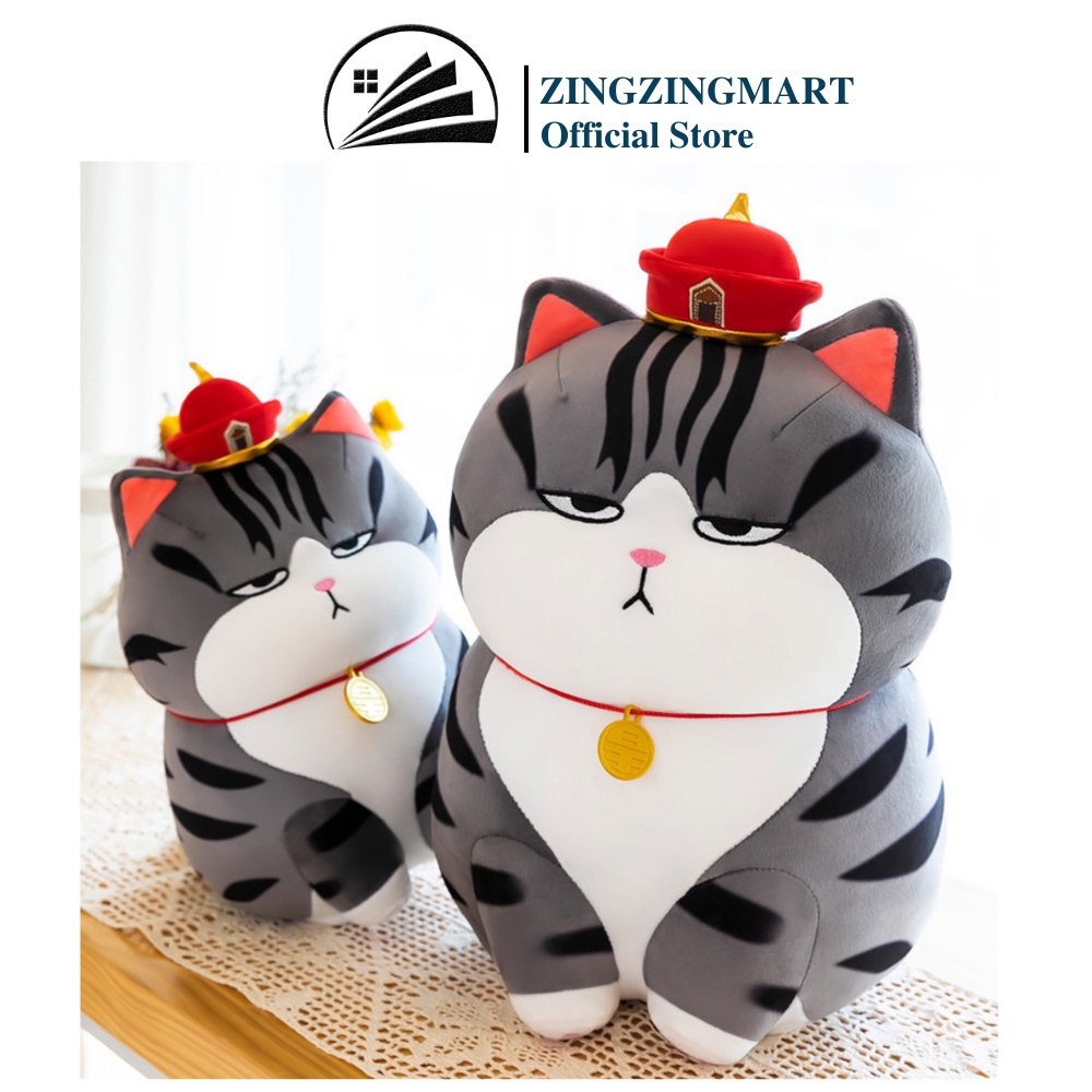 Ảnh Gấu Bông Mèo Hoàng Thượng, thú nhồi bông mèo thần tài Nhập Khẩu Cao Cấp - ZingZingMart (Hỗ trợ viết thiệp tặng quà) 1