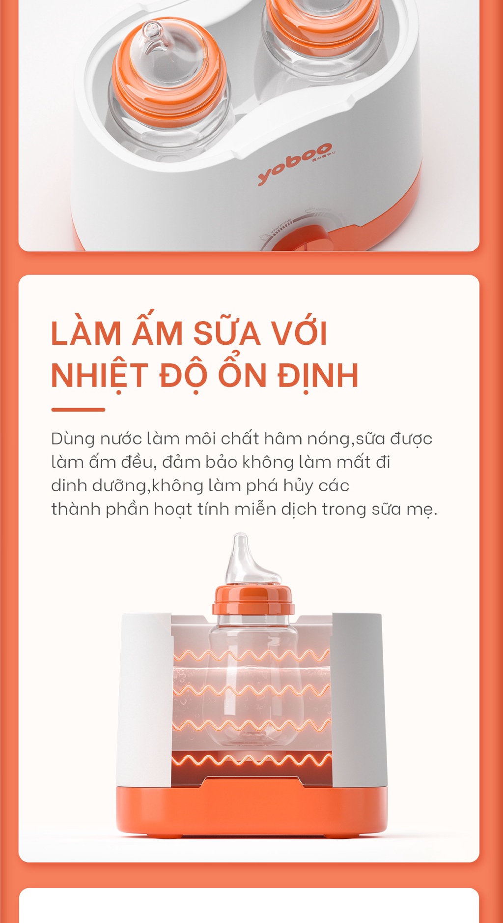 Mô tả Máy hâm sữa tiệt trùng, rả đông, giữ ấm Yoboo YB-0041 thiết kế 2 ngăn 3in1 làm nóng thức ăn - Hàng Chính Hãng - 4