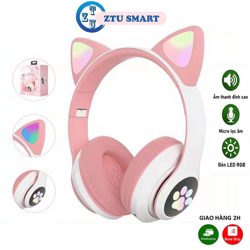 Mô tả Tai Nghe Mèo ZTU SMART V01 Kết Nối Bluetooth Chụp Tai Có Mic Âm Bass Mạnh, Có đèn led. - 1