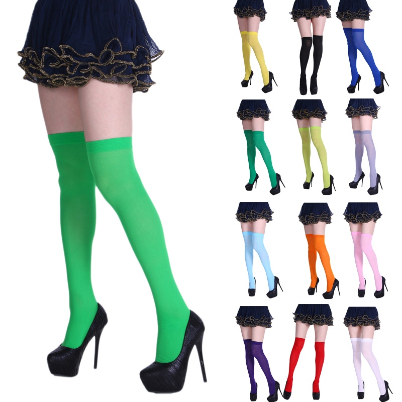 OXXGGKAO Soild Color Tất Dài Nữ Trên Đầu Gối Đùi Trên Đầu Gối Vớ