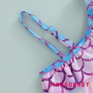 Mg-girls One Piece Bikini Cá Cân Ruffle Tôn Trang Bất Đối Xứng Dây Đeo Bronzing In Chữ Đồ Bơi