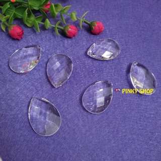 Hạt giọt nước pha lê nhựa trắng trong góc cạnh lấp lánh, hạt trang trí dreamcatcher handmade Pinky Shop mã HPLN1