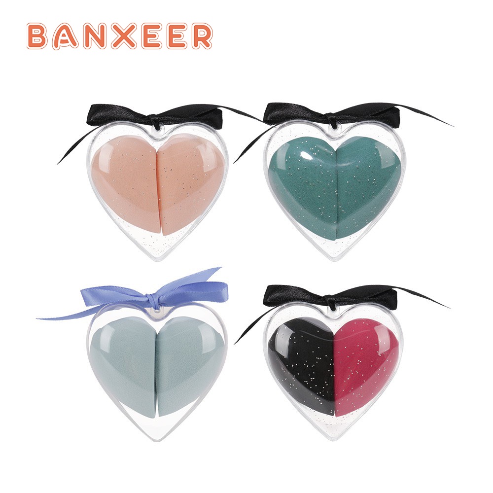 Hộp 2 mút trang điểm BANXEER mềm mịn hình trái tim